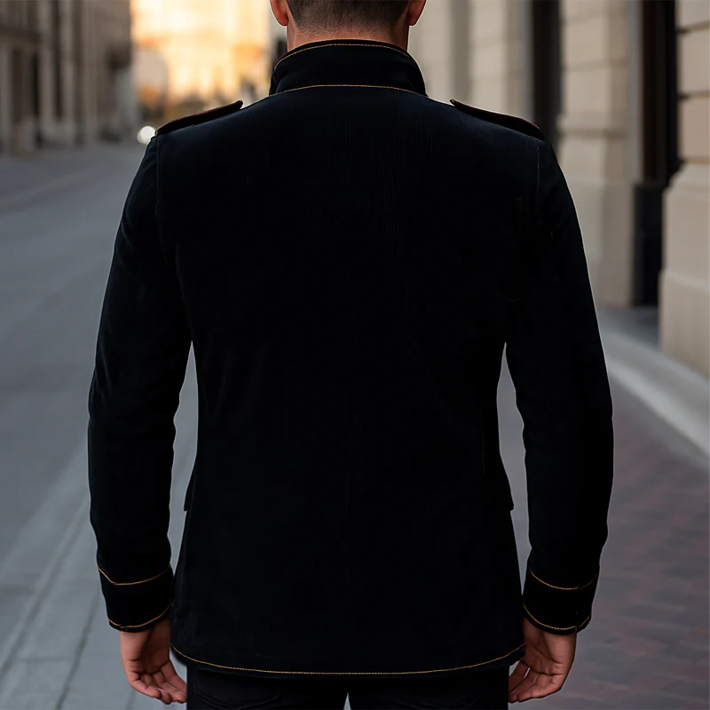 Men's Vine Stand Collar Velvetlti-Btn Jacket